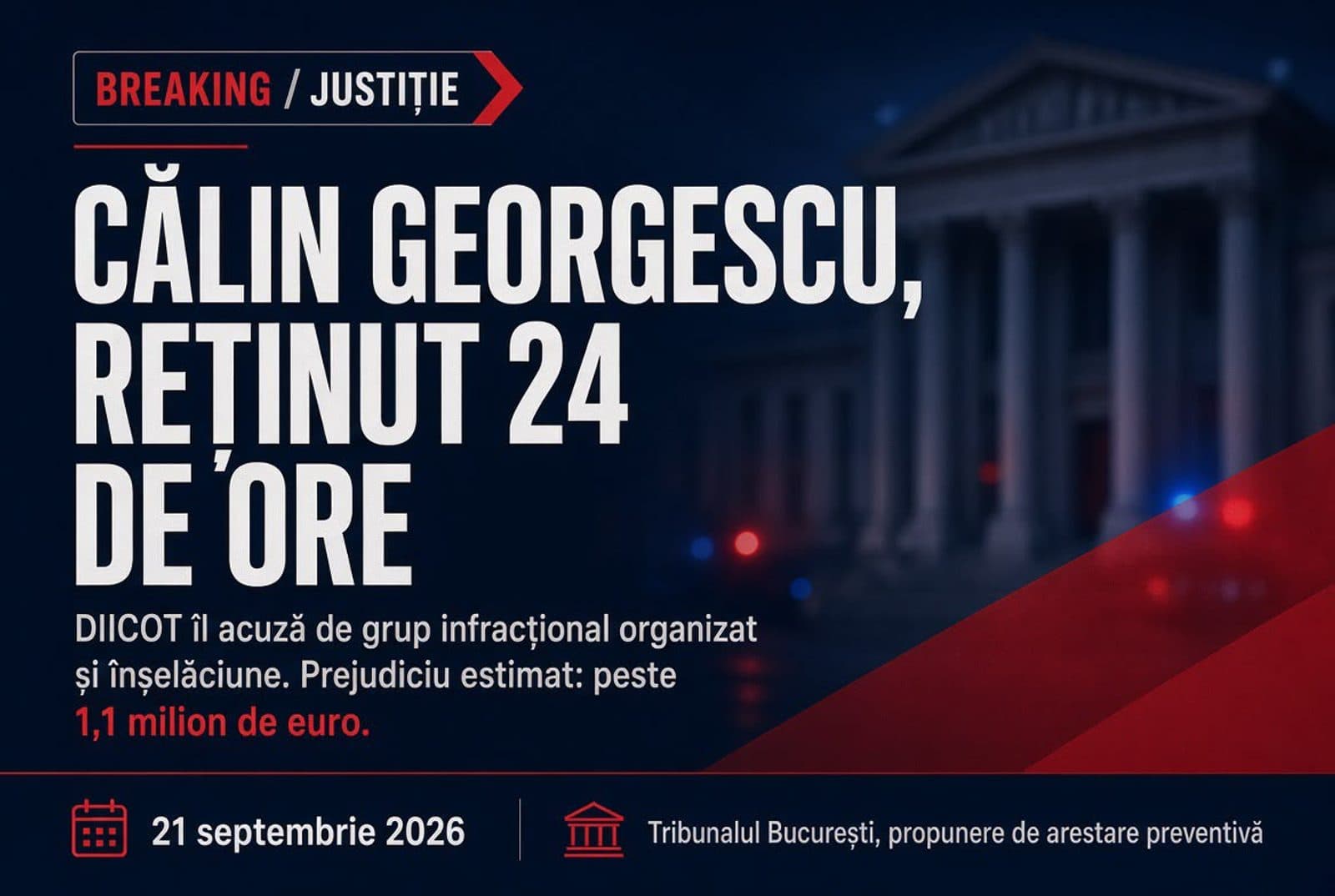 Călin Georgescu, reținut 24 de ore de DIICOT